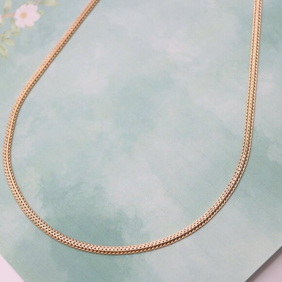 "Flat Woven Rose Gold Chain Necklace  Elegant Finish, XPNL0121 - Picture 7 of 12